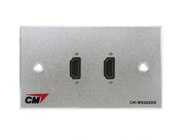CM CM-W5102HDCB Audio Video Inlet / outlet Plate With HD MI Cable 20 cm , 2 Port Series 2  แผ่นติด HMDI แบบสายยาว 20 เซนติเมตร 2 ช่อง 