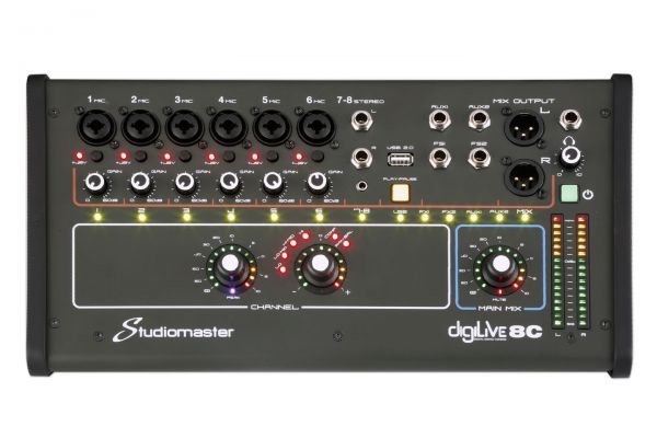 Studiomaster digiLive 8C มิกซ์เซอร์ดิจิตอล 8 channel 6 Mic, 1 Stereo เชื่อมต่อกับอุปกรณ์อื่นๆด้วย Wi-Fi หรือ LAN