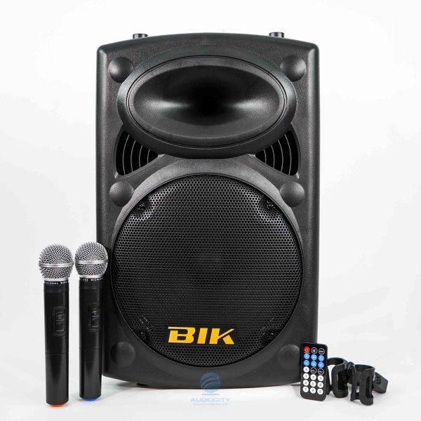 BIK USK12V ตู้ลำโพงอเนกประสงค์ 12 นิ้ว แบบเคลื่อนที่ พร้อมไมค์ลอย PA Speaker System 350W RMS 12" MP3 / USB / ไมค์ลอย VHF x 2 ลำโพงพกพา