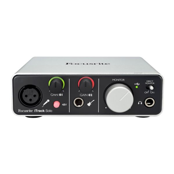 Focusrite iTrack Solo | iOS Audio Interface 2x2 with Lightning Connector, 1 x Mic Input, 1 x hi-Z Input, Direct Monitoring