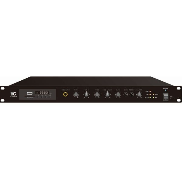ITC Audio T-350DTB เพาเวอร์มิกเซอร์ 350 วัตต์ 4-16 โอห์ม 100V Line พร้อม MP3 / Tuner / Bluetooth & USB
