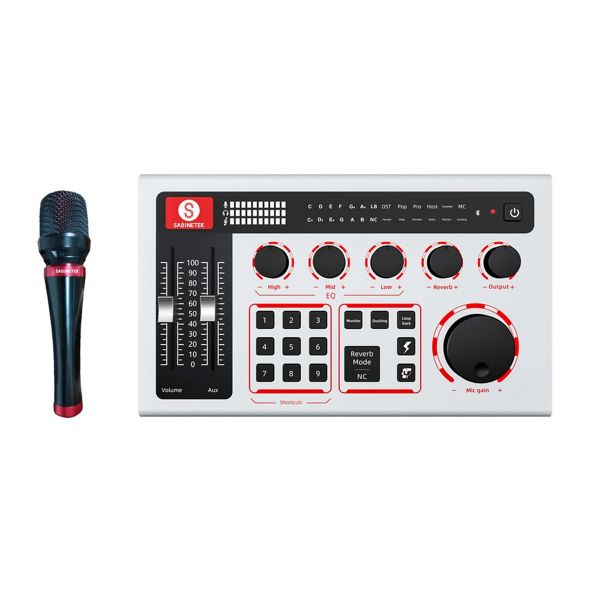 SABINETEK Sabinecast Bluetooth Mixer ชุด Mixer + Microphone สำหรับการร้องเพลง, Live Stream