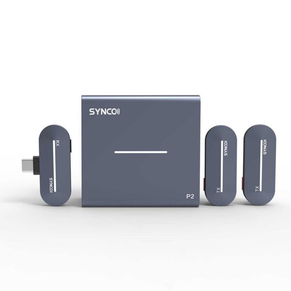 SYNCO P2T ไมโครโฟนไร้สายสำหรับมือถือ ขั่วต่อ Type-C ตัวส่ง 2 ตัว (สีฟ้า)