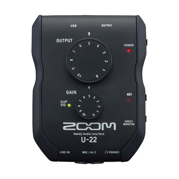 ZOOM U22  ออดิโออินเตอร์เฟส 2-Input/2-Output, Single Microphone Preamp, Phantom Power