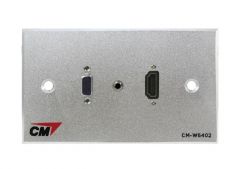 CM CM-W5402V35H Audio Video Inlet / outlet Plate with VGAx1 , Jack3.5mm2x1 , HDMI Cablex1 ( แผ่นติด VGA ตัวเมีย 1 ช่อง , Jack3.5mm2 1 ช่อง , HDMI แบบสาย 1 ช่อง )