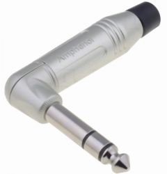 Amphenol ACPS-RN Phone Plug 1/4”(6.35mm) Stereo Right Angle, Nickel Shell