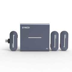 SYNCO P2L ไมโครโฟนไร้สายสำหรับมือถือขั่วต่อ lightning สำหรับใช้กับ IOS ตัวส่ง 2 ตัว (สีฟ้า)