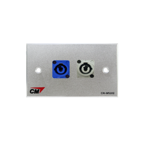CM CM-W5102XAC Audio Video Inlet / outlet Plate with Powercon Inx1 , Outx1  แผ่นติด Powercon lineIn 1 ช่อง , lineOut 1 ช่อง 