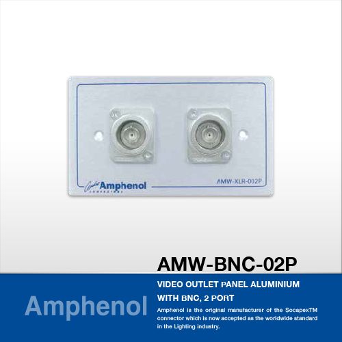 Amphenol AMW-BNC-02P Video Outlet Panel Aluminium With BNC, 2 Port แผ่นเพลท BNC, 2 Port