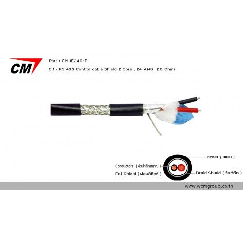 CM CM-IE2401P RS 485 Control cable Shield 2 Core , 24 AWG 120 Ohms สายสัญญาณ 2 Core , 24 AWG / 1 เมตร