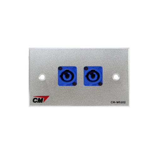 CM CM-W5102XACI Audio Video Inlet / outlet Plate with Powercon In , 2 Port  แผ่นติด Powercon lineIn 2 ช่อง 