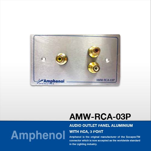 Amphenol AMW-RCA-03P Audio Outlet Panel Aluminium With RCA, 3 Port แผ่นเพลท RCA, 3 Port