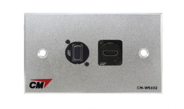 CM CM-W5402XVH Audio Video Inlet / outlet Plate with VGA D -Shellx1 , HDMI D-Shellx1 ( แผ่นติด VGA D -Shell 1 ช่อง , HDMI D-Shell แบบตรง 1 ช่อง )