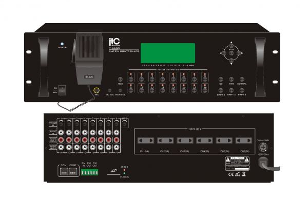 ITC Audio T-6600 ชุดประกาศ 8×16 เลือกโซนได้ 16 โซน