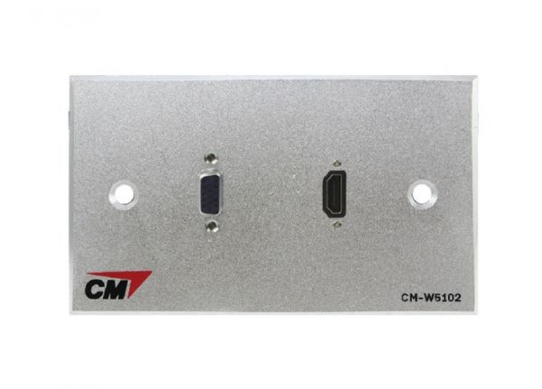 CM CM-W5402VHD Audio Video Inlet / outlet Plate with VGAx1 , HDMI Cablex1  แผ่นติด VGA ตัวเมีย 1 ช่อง , HDMI แบบสาย 1 ช่อง 